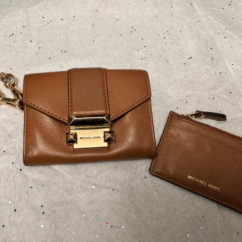 Michael Kors Tan Leather Wallet Duo